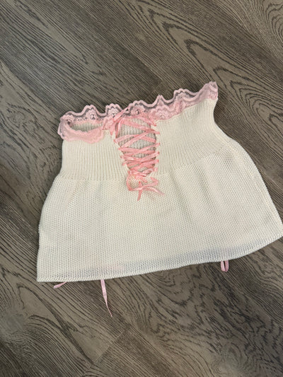 Pink Lace Skirt Set